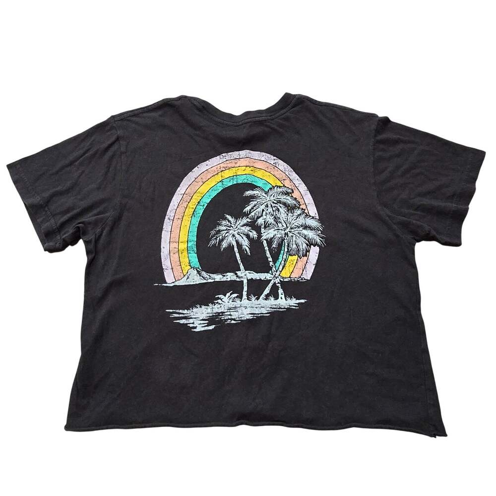 Rebellious One Rainbow Palm Paradise Life Crop Top T Shirt